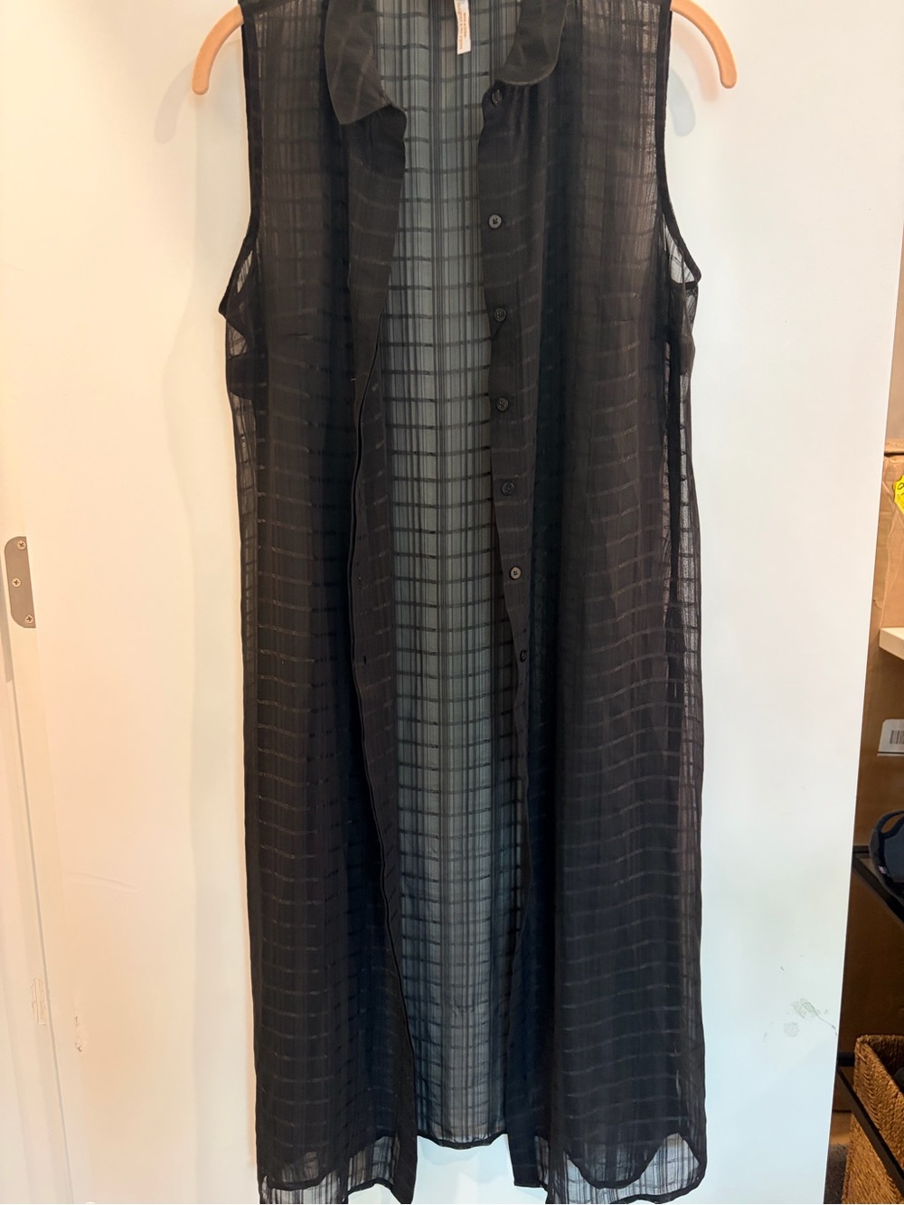 Laundry By Shelli Segal Black Sheer Maxi Button-Front Dress